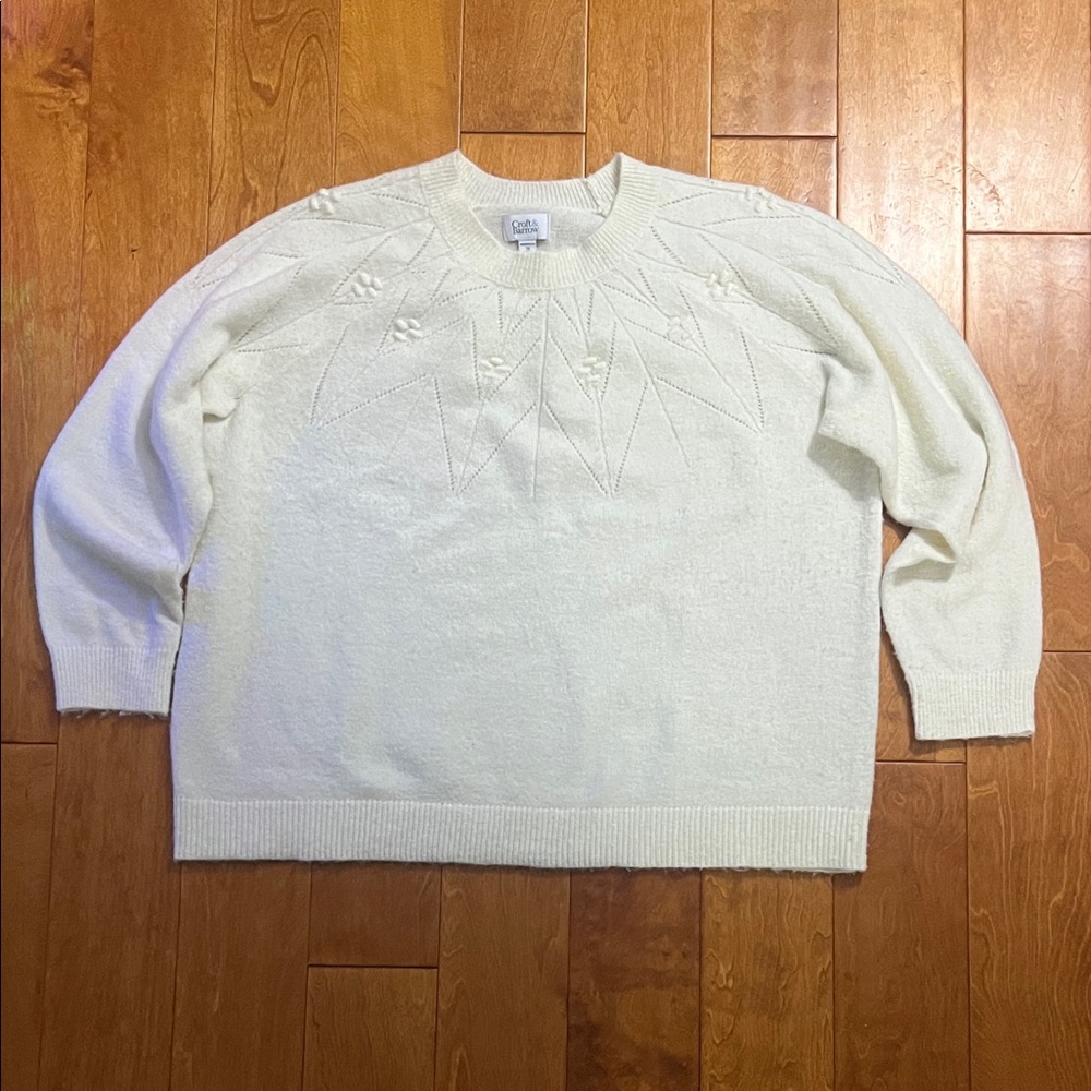 Croft & Barrow Women's Plus Cream Sweater Size 2X Crew Neck Geometric